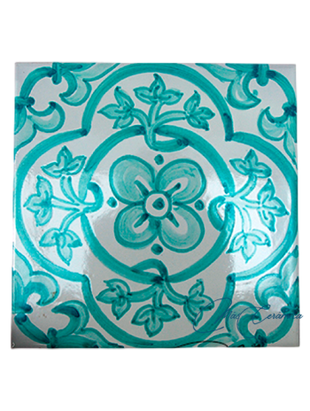 Azulejo Artesanal "Romana" Verde Agua