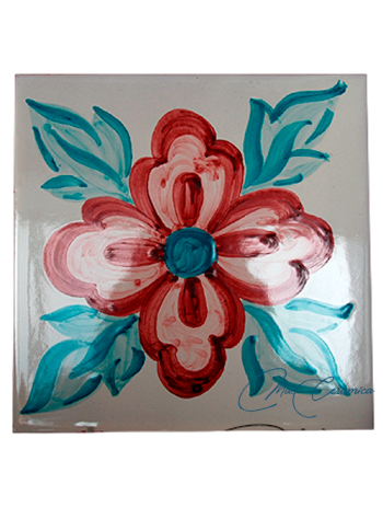 Azulejo Artesanal "Pétalos 2" Turquesa