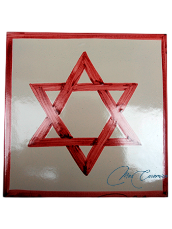 Azulejo Artesanal "Estrella" Carmín