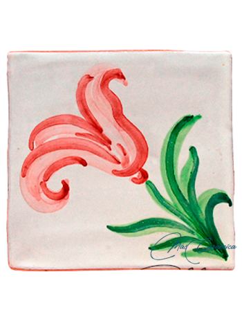 Azulejo Rústico Carmín "Flor"
