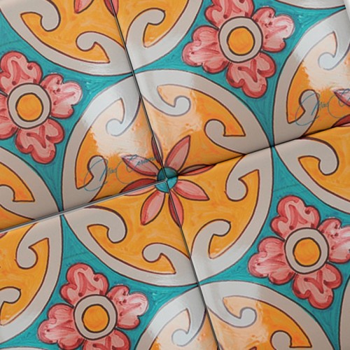 Azulejo Artesanal "Diamantina" Naranja Azulejo Artesanal "Diamantina" Naranja