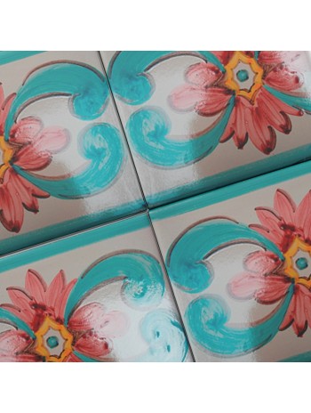 Azulejo Artesanal “Capuchina Carmín” – Cerámica pintada a mano | MásCerámica