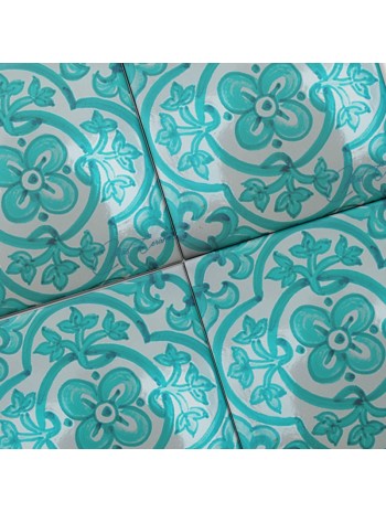 Azulejo Artesanal "Romana" Verde Agua