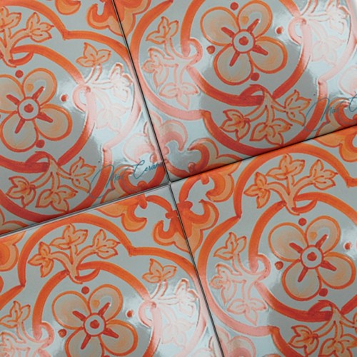 Azulejo Artesanal "Romana" Naranja