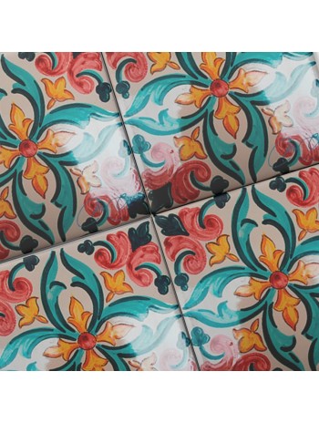 Azulejo Artesanal "Primaveral" Verde