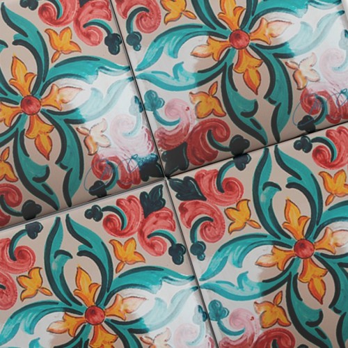 Azulejo Artesanal "Primaveral" Verde Azulejo Artesanal "Primaveral" Verde