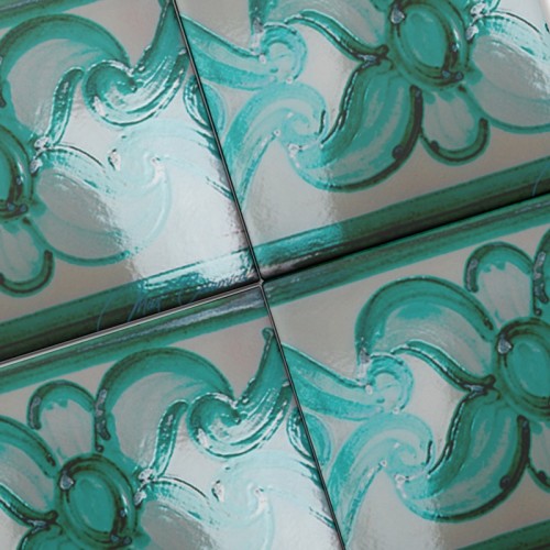 Azulejo Artesanal "Mallorca" Verde Cobre Azulejo Artesanal "Mallorca" Verde Cobre