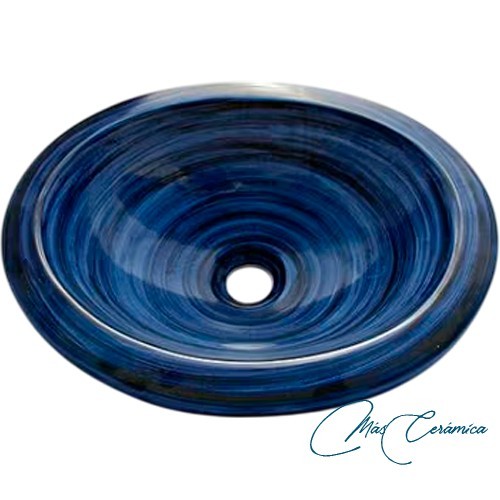 Lavabo Redondo de Cerámica Pincelado | Elegancia Artesanal – MasCeramica Lavabo Redondo de Cerámica Pincelado | Elegancia Artesanal – MasCeramica