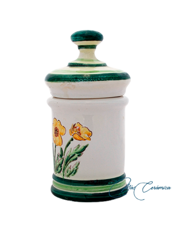 Tarro de Farmacia de Cerámica Floral