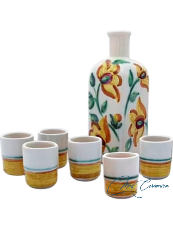 Juego de Chupitos de Cerámica Floral