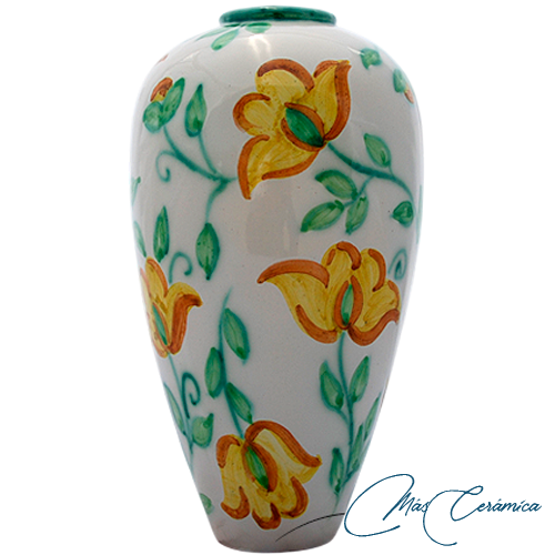 Florero Largo de Cerámica Floral Margarita – Diseño Artesanal Florero Largo de Cerámica Floral Margarita – Diseño Artesanal