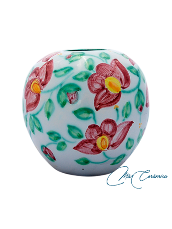 Florero Redondo de Cerámica Floral