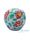 Florero Redondo de Cerámica Floral – Artesanía Decorativa