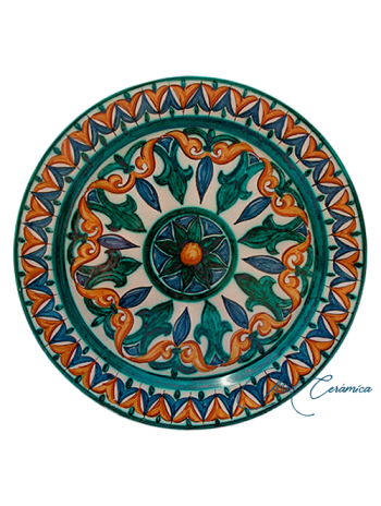 Plato de Cerámica Árabe Abir – Decoración Talavera pintada a mano