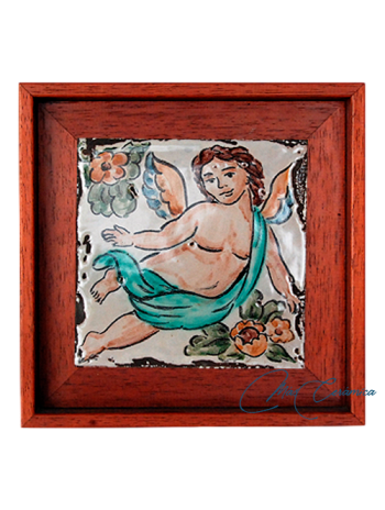 Cuadro de Cerámica Ángel verde