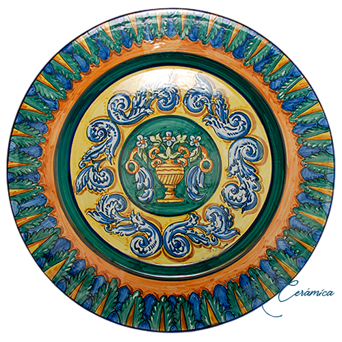 Plato de Cerámica Renacimiento Donatello – Decoración Talavera pintada a mano Plato de Cerámica Renacimiento Donatello – Decoración Talavera pintada a mano