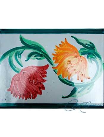 Azulejo Artesanal Flor Antigua – Cerámica pintada a mano | MásCerámica