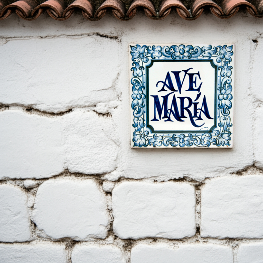 Placa cerámica Ave María