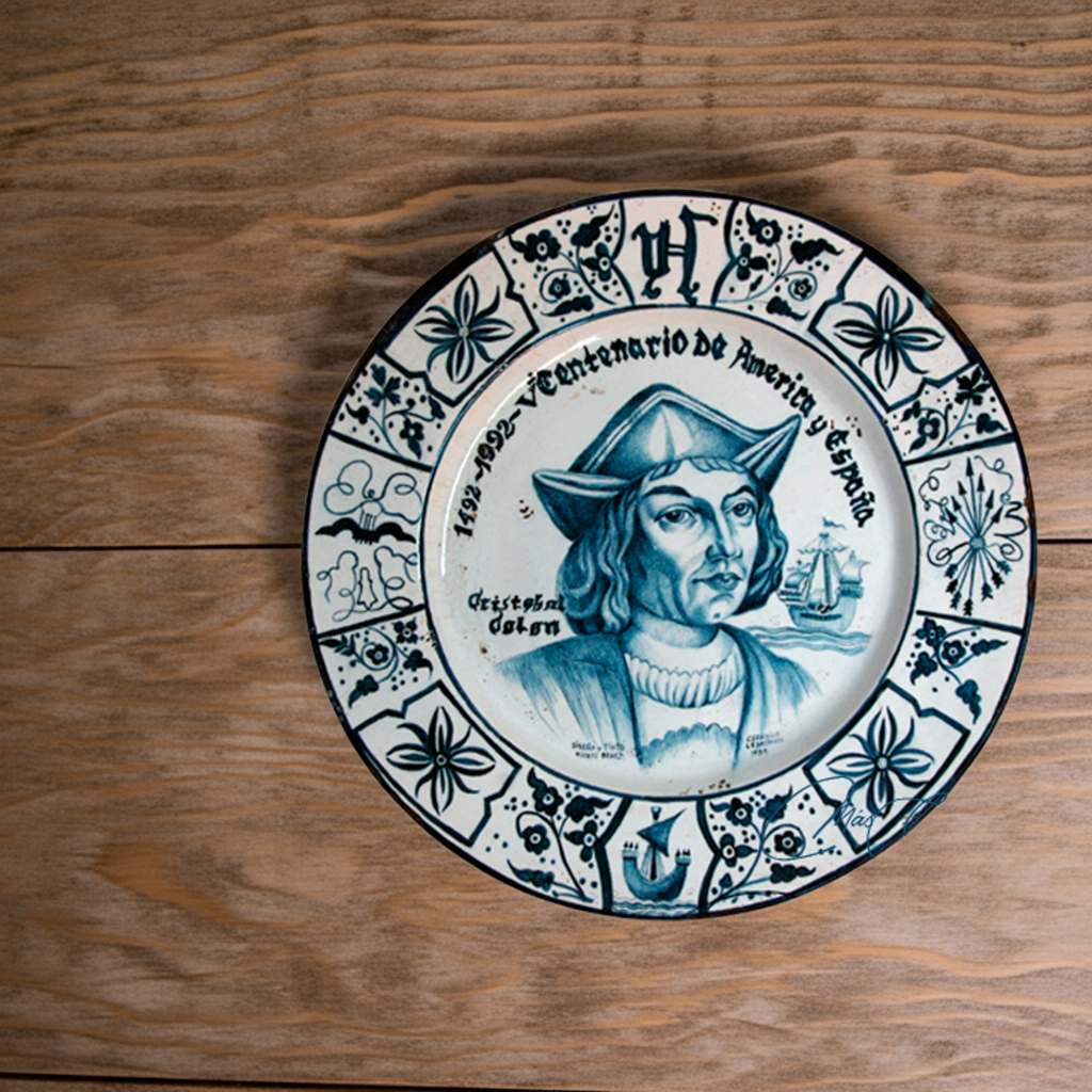 Plato cerámica Cristóbal Colón